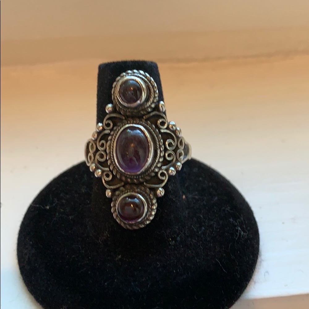 Amethyst and Sterling Silver Ring